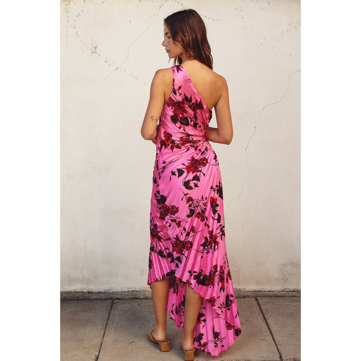 Potential Heartache Asymmetrical Pleated Maxi Dress