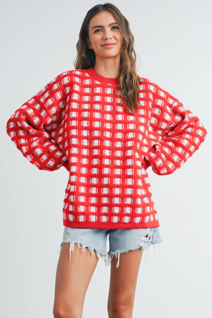 Fall Checkered Oversized Halloween Sweater