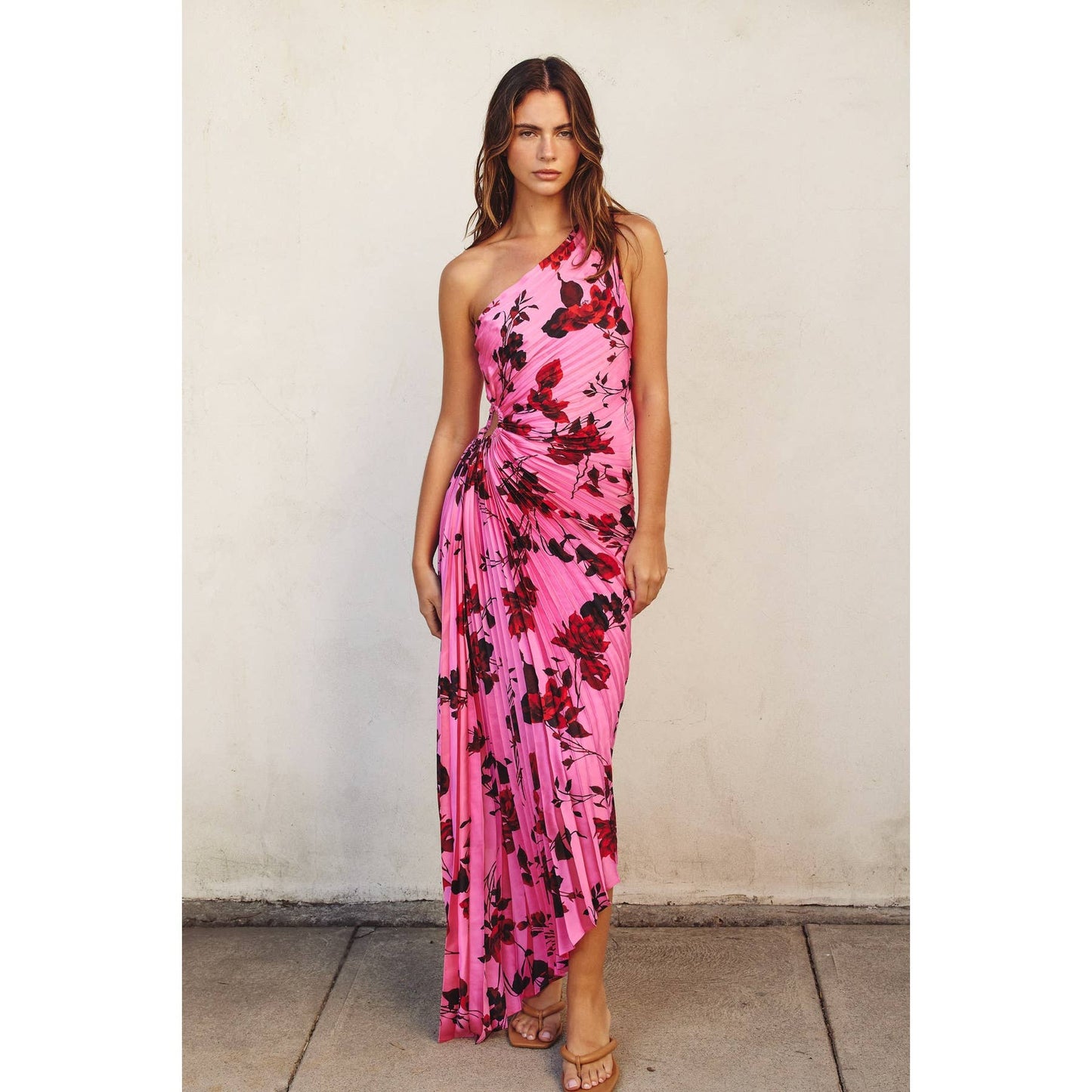 Potential Heartache Asymmetrical Pleated Maxi Dress