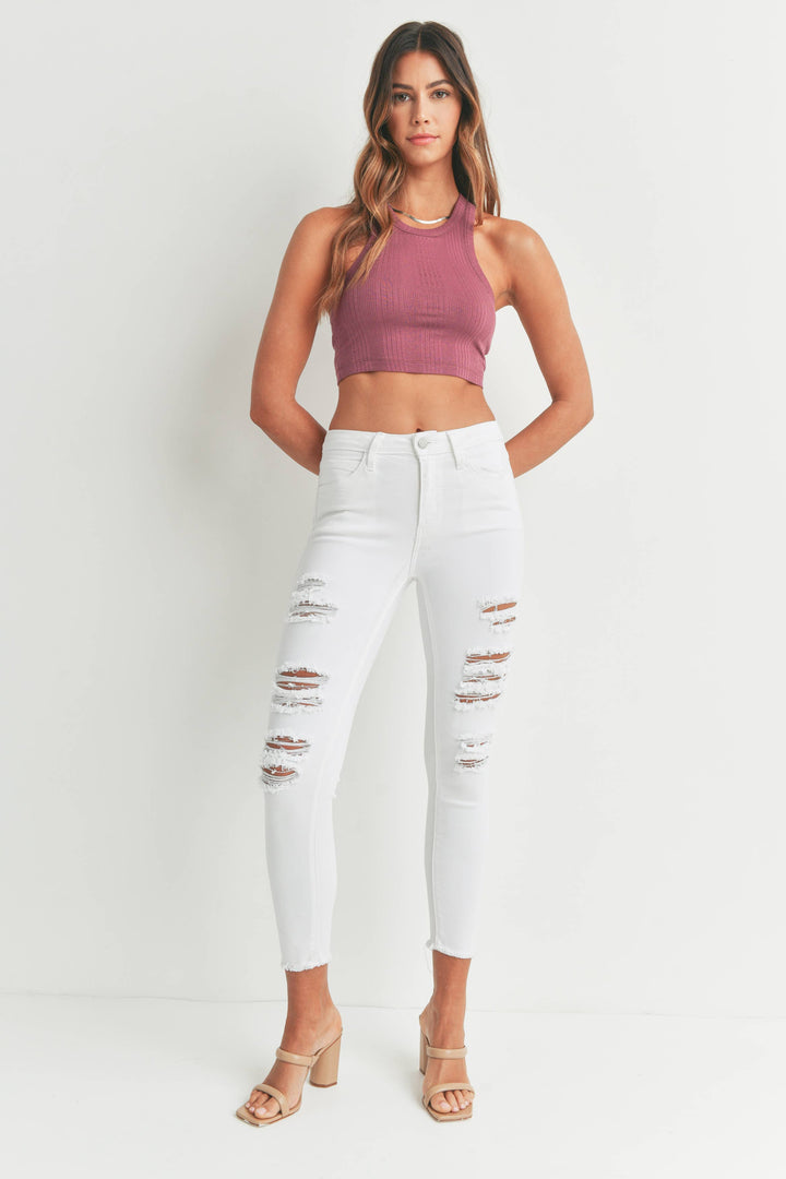 JUST BLACK DENIM - WHT - Super Distressed Skinny
