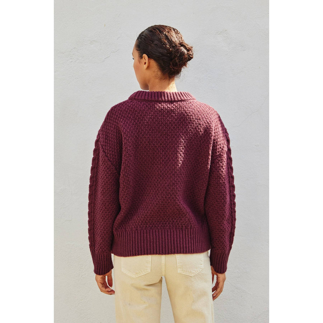 Chunky Cable Knit Sweater: MULBERRY