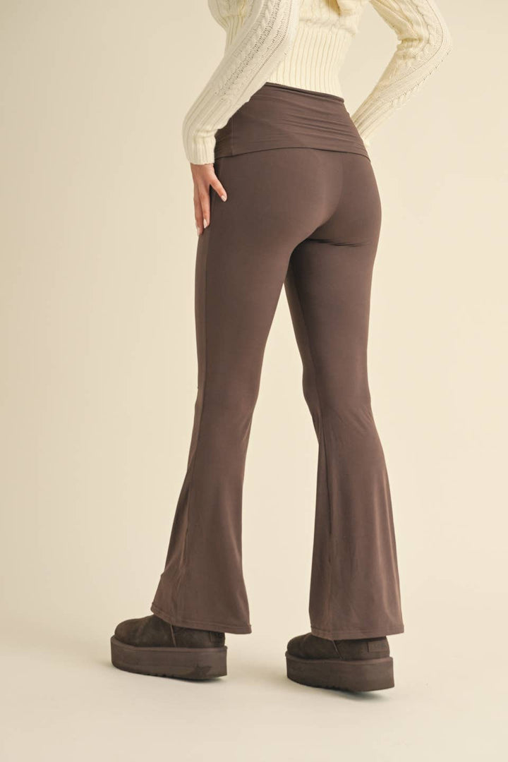 Soft Knit Fold over Flare Pants