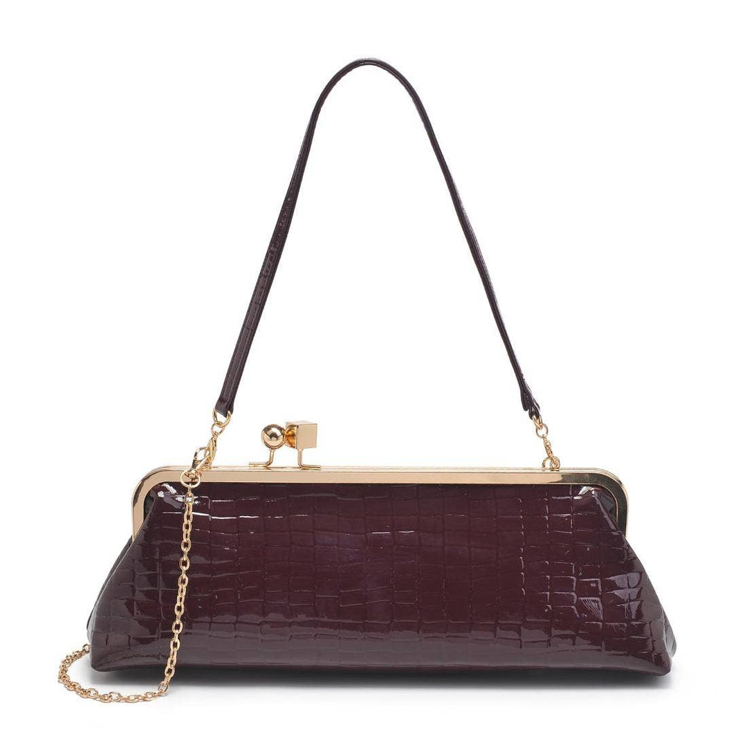 Faux Alligator Skin Large Clutch