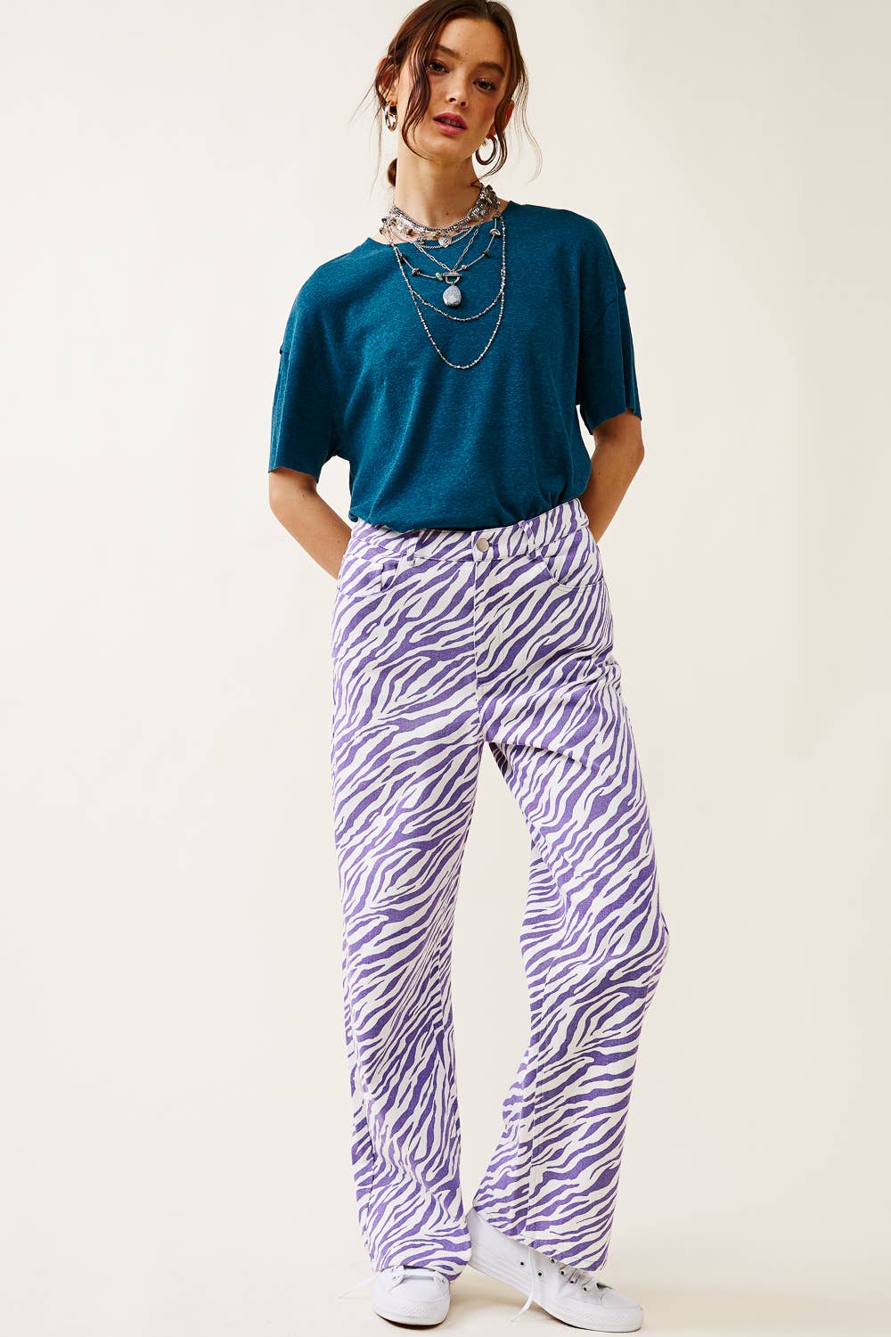 HIGH-RISE ZEBRA PRINT STRAIGHT