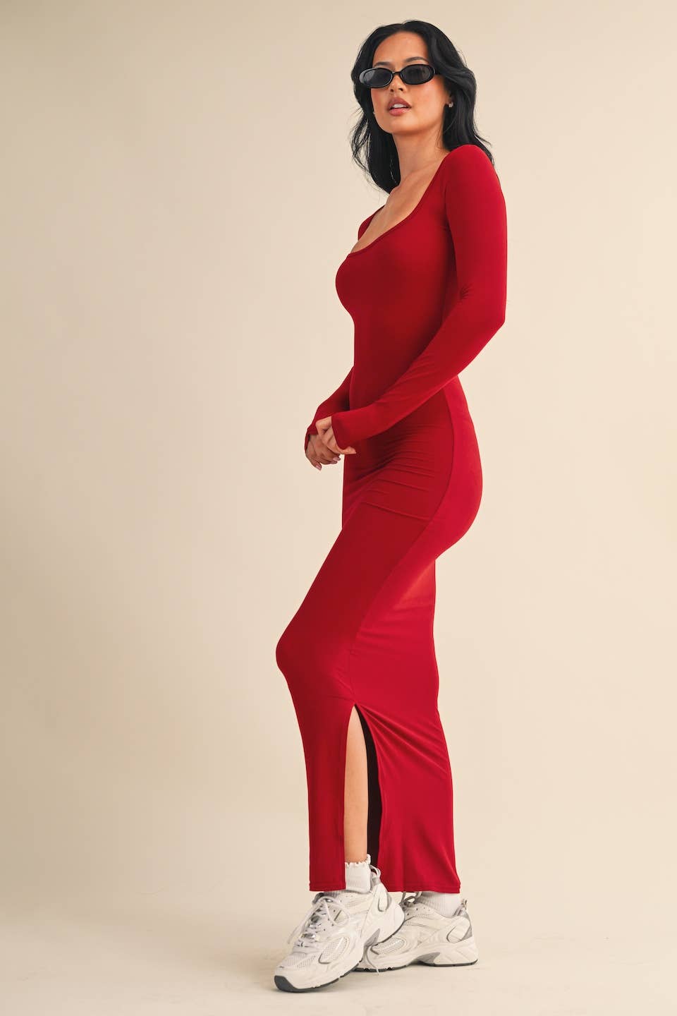 Soft Knit Jersey Maxi Dress: Chocolate