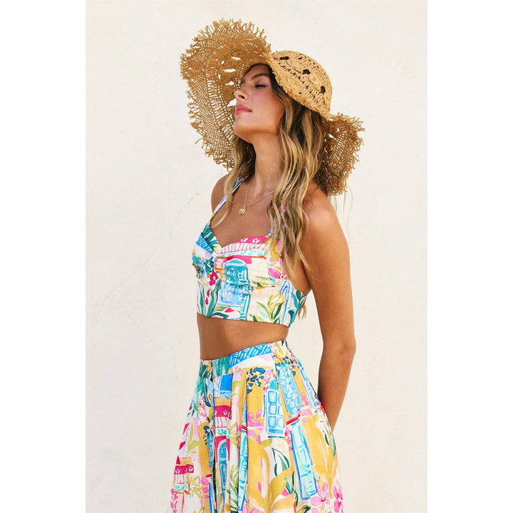 Long Summer Halter Neck Crop Top