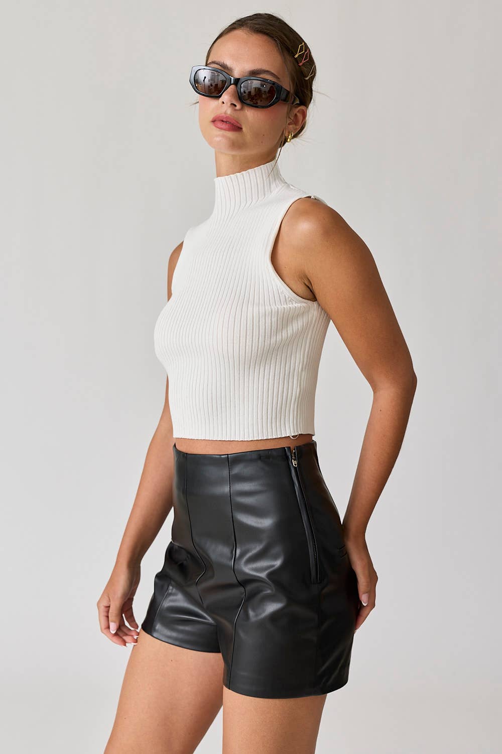 Willow Crop Mock Neck Rib Top