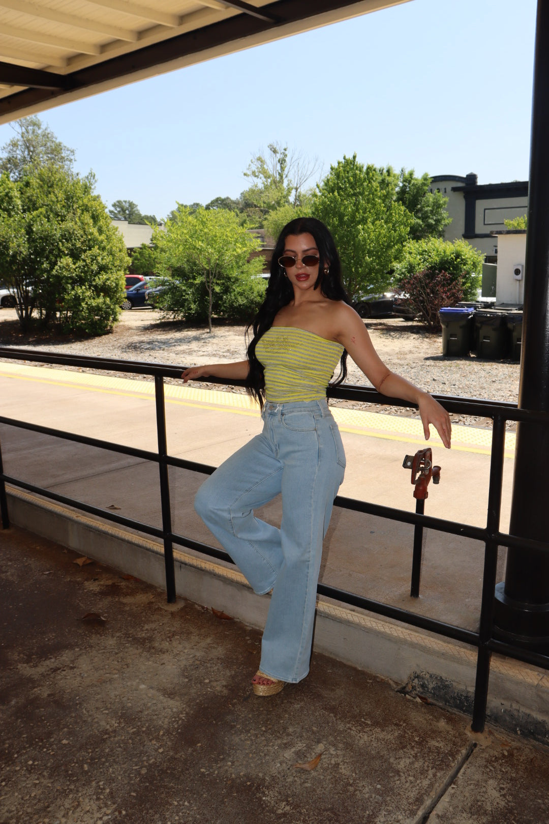 BOYS LIE Striped Studded Tube Top