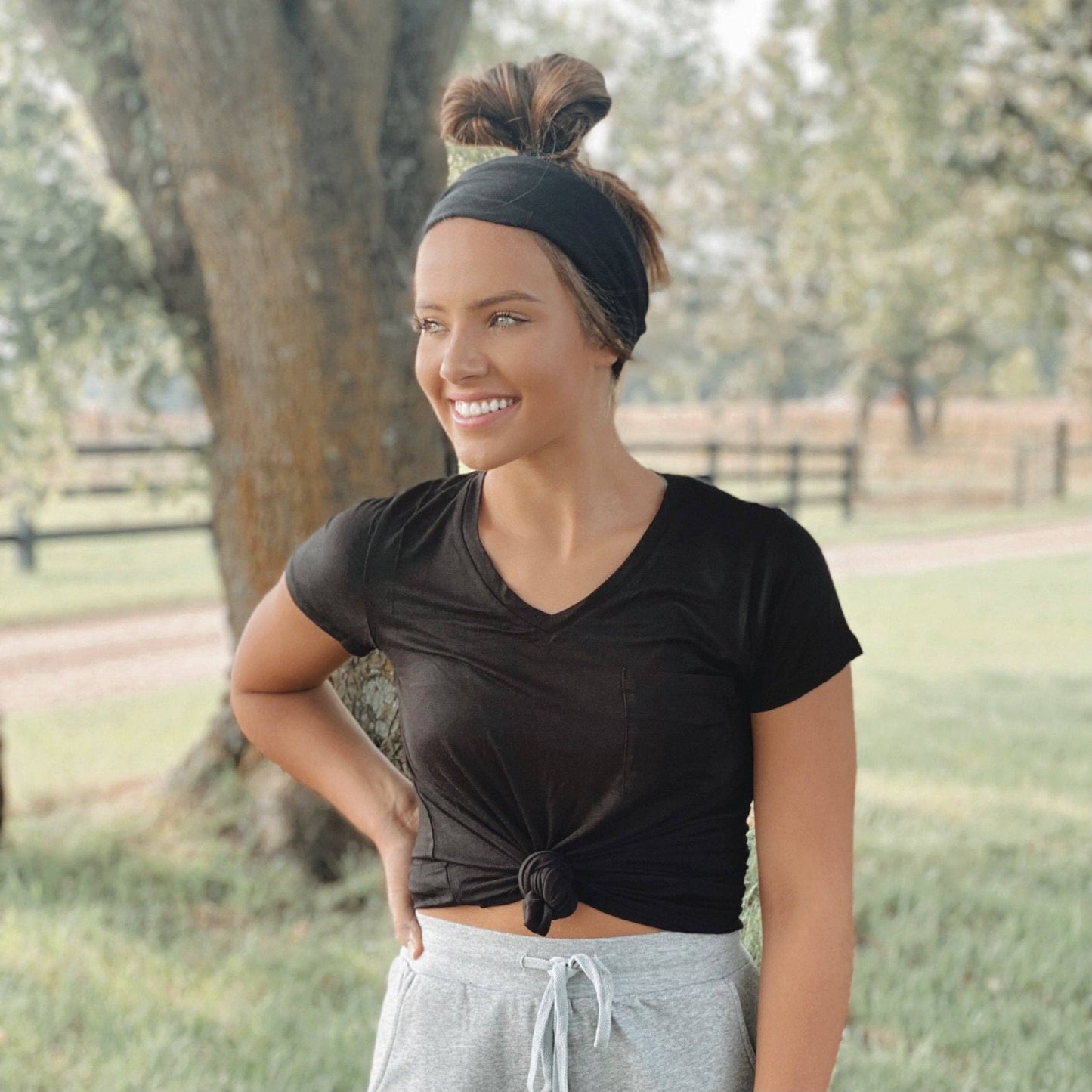 The Front Porch Label - Solid Black Stretchy Headwrap