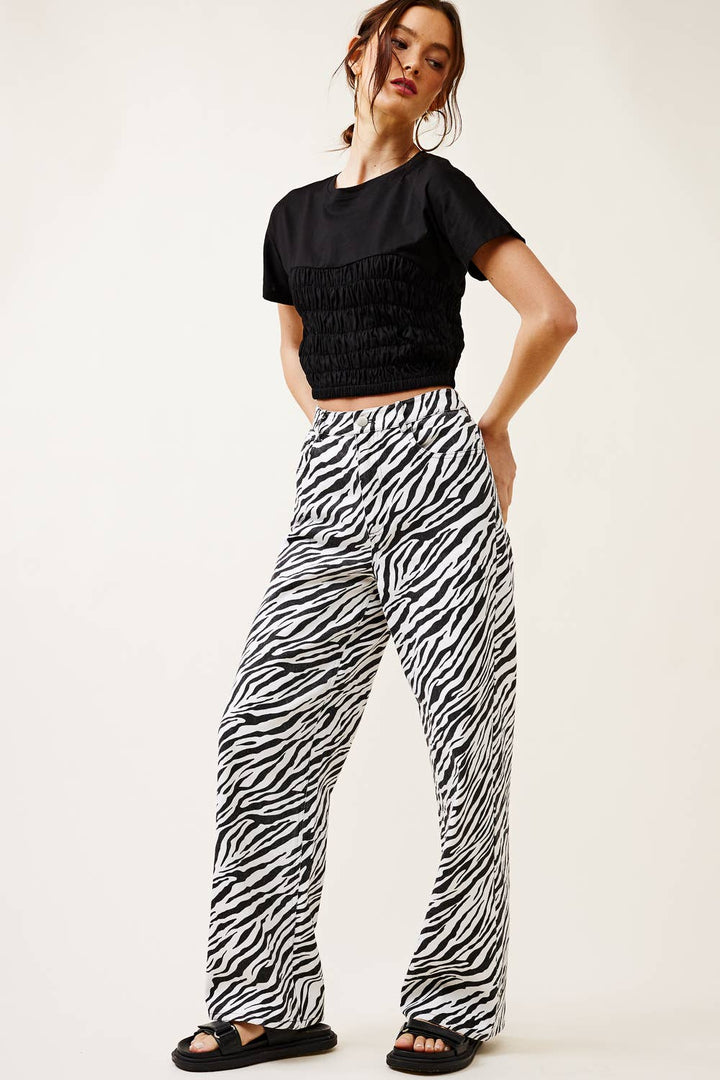 HIGH-RISE ZEBRA PRINT STRAIGHT