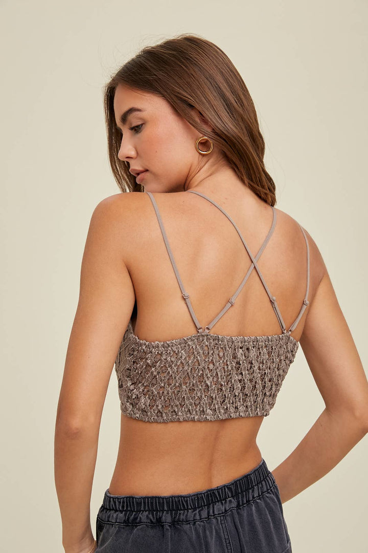 DOUBLE STRAP SCALLOPED LACE BRALETTE
