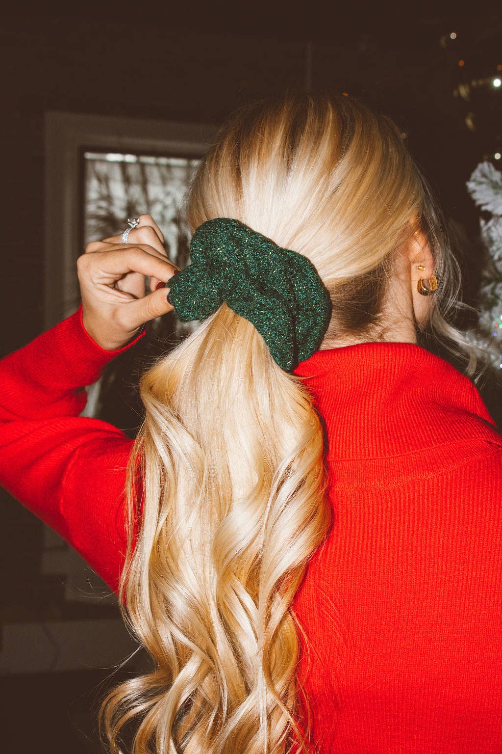 Cozy Gold Gingham Oversized Scrunchie