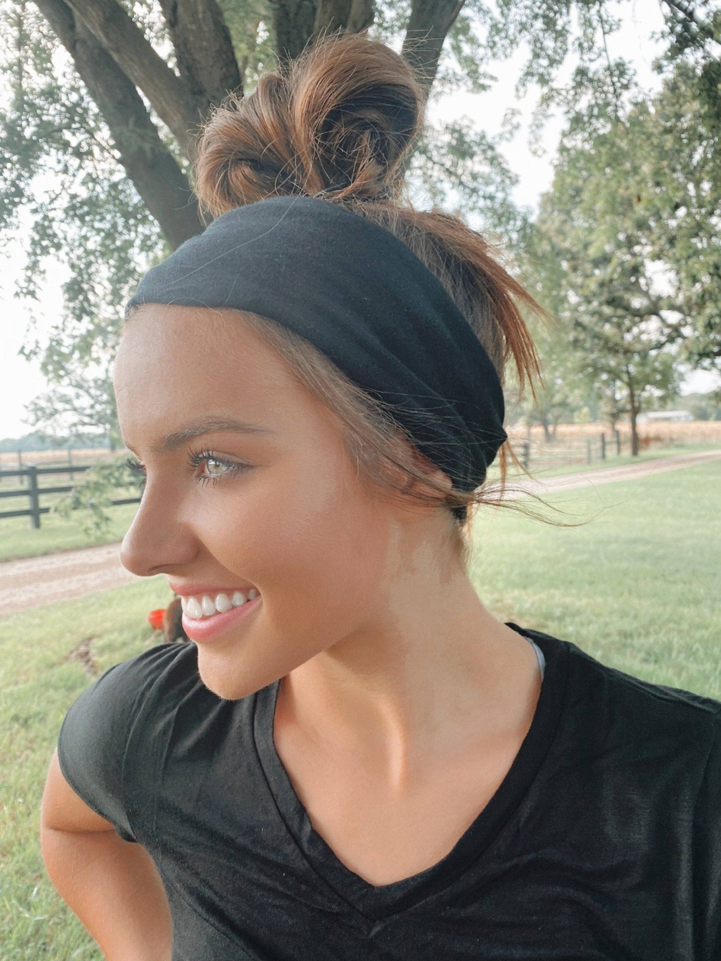 The Front Porch Label - Solid Black Stretchy Headwrap