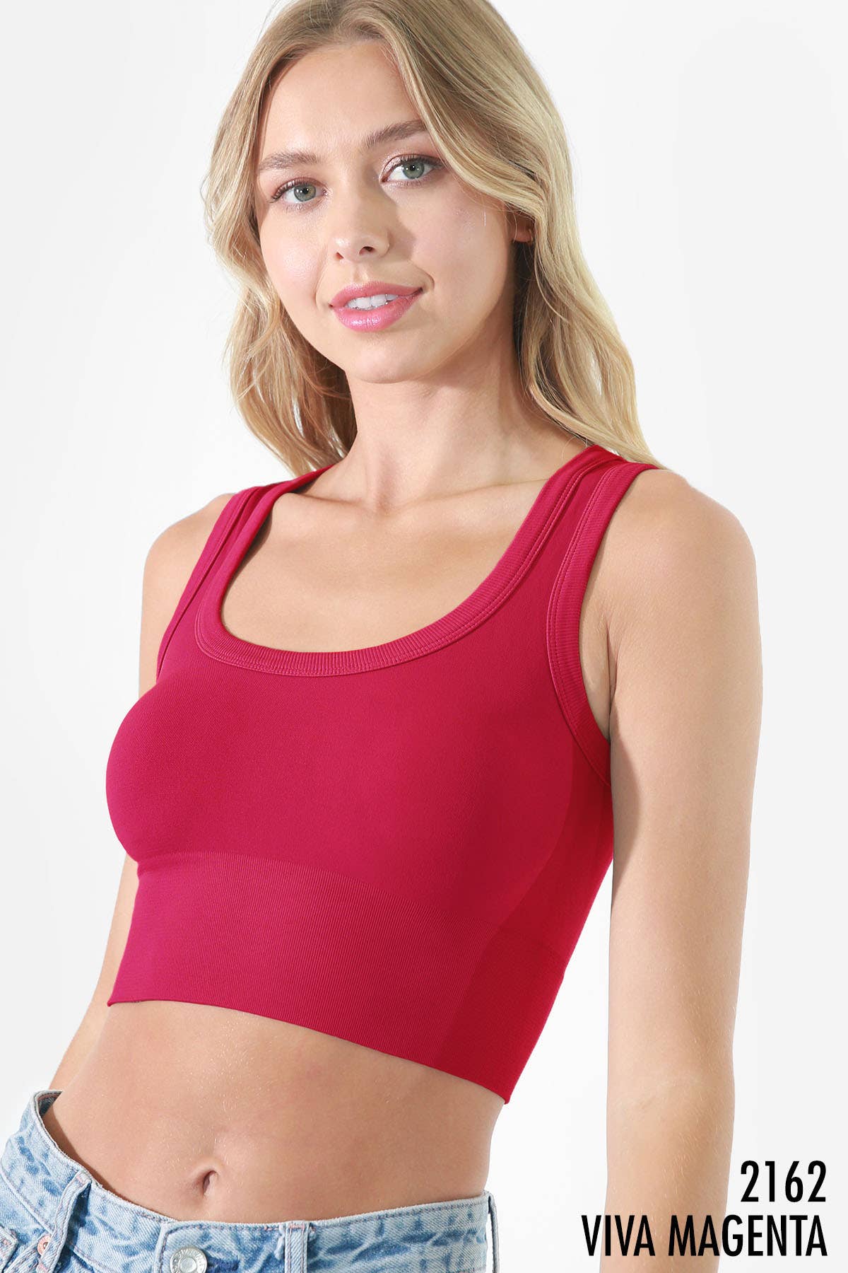 Deep Scoop Neck Crop Top: Horizon Blue