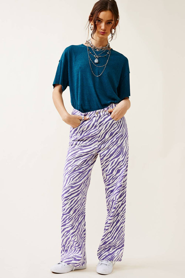 HIGH-RISE ZEBRA PRINT STRAIGHT