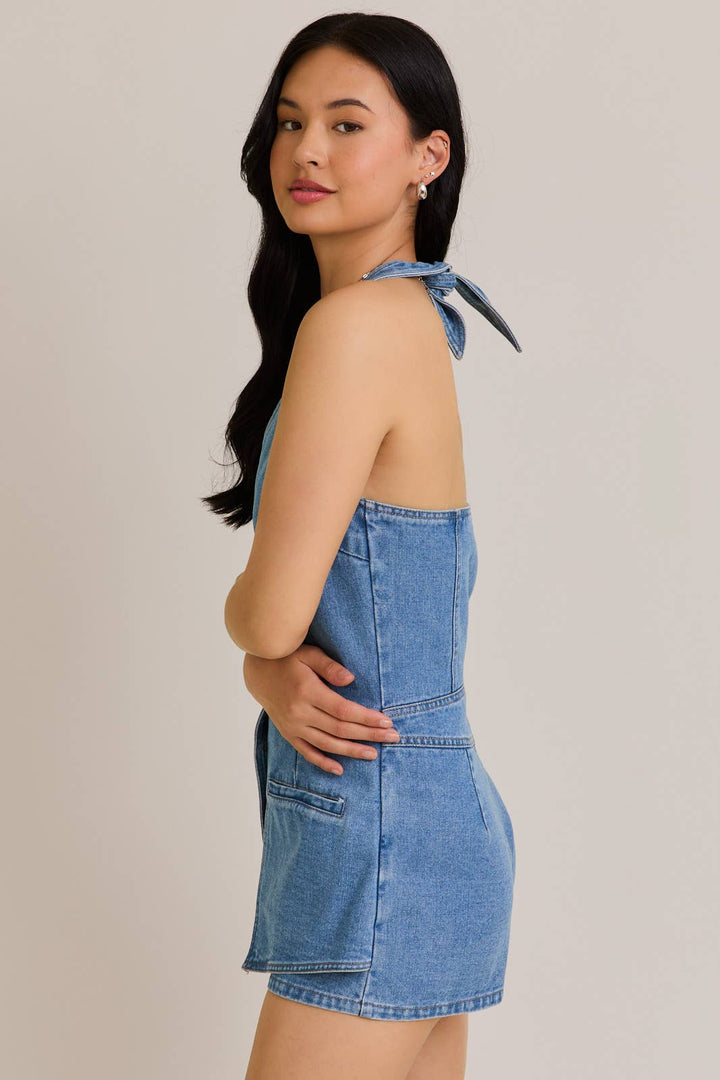 VEST-STYLE ROMPER WITH MICRO SHORTS