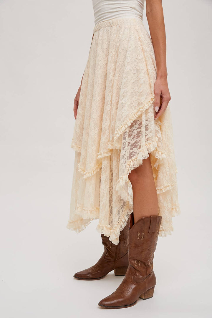 LACE TIER MIDI SKIRT