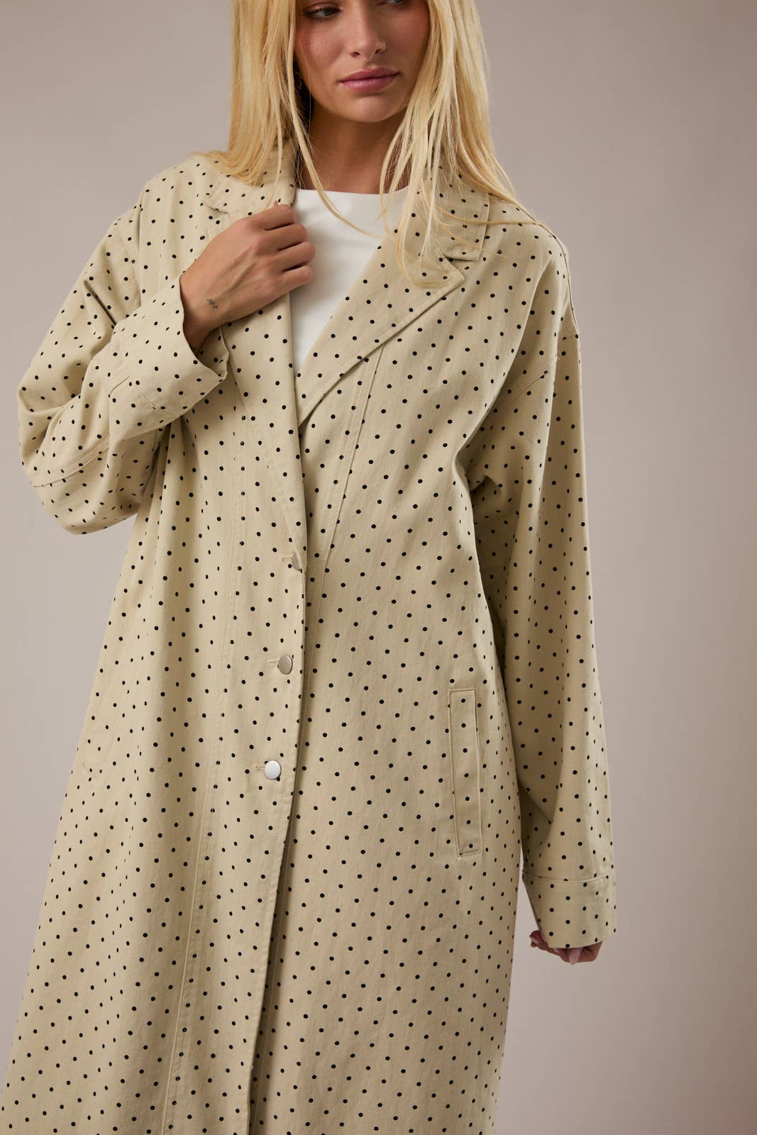 POLKA DOT DENIM COAT
