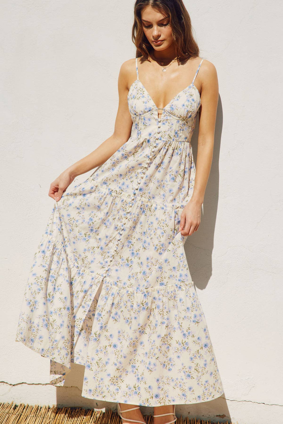 Loving Fate Bustier Tiered Maxi Dress