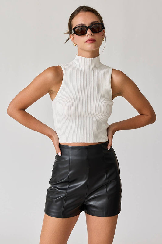 Willow Crop Mock Neck Rib Top