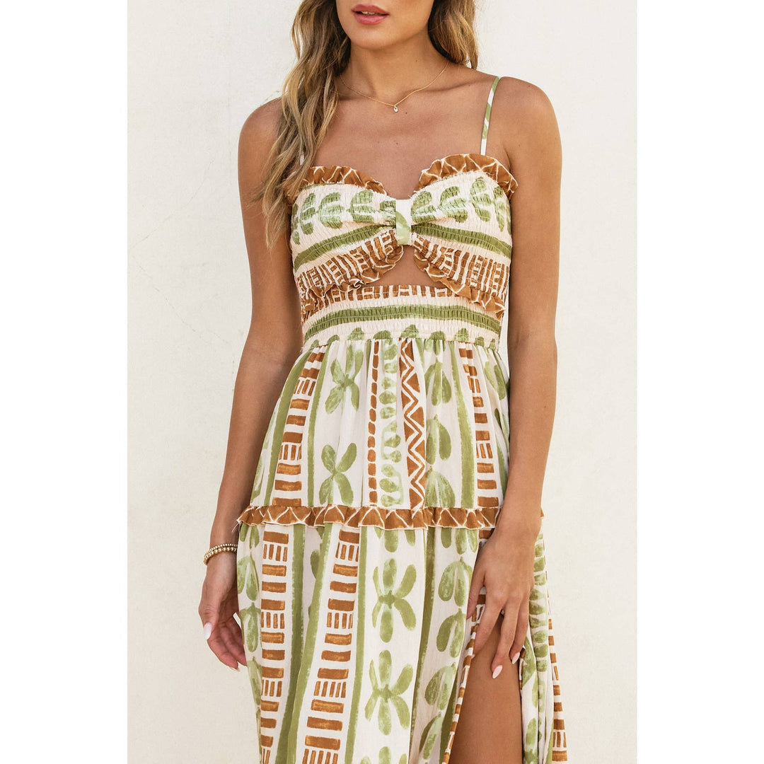 The Bahamas Cutout Smocked Maxi Dress