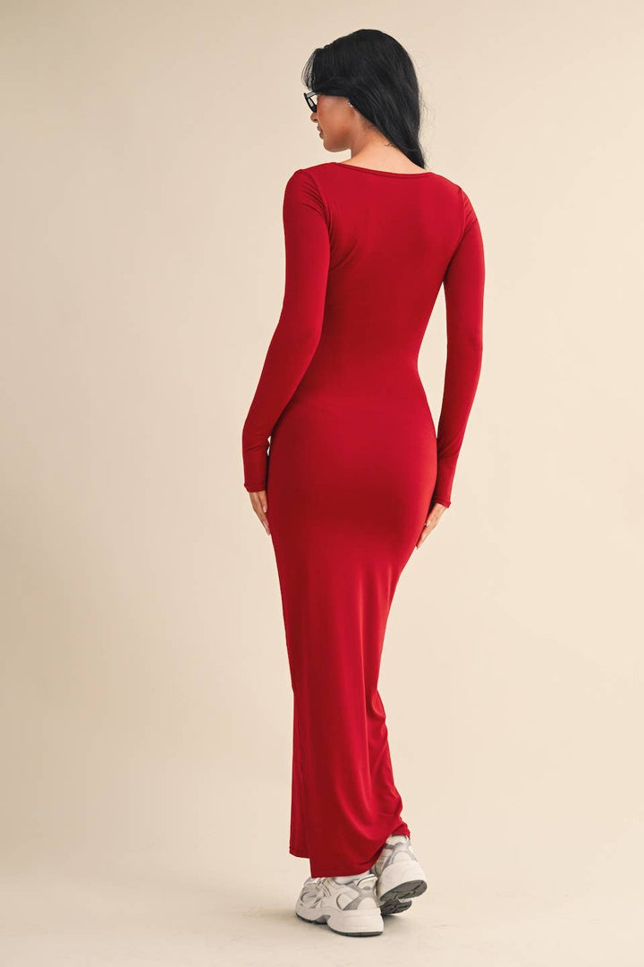 Soft Knit Jersey Maxi Dress: Chocolate