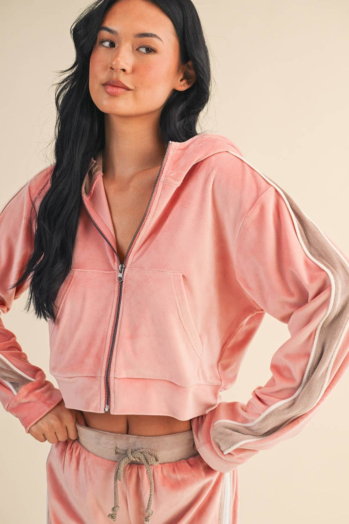 Velour Tracksuit Side Stripe - JACKET