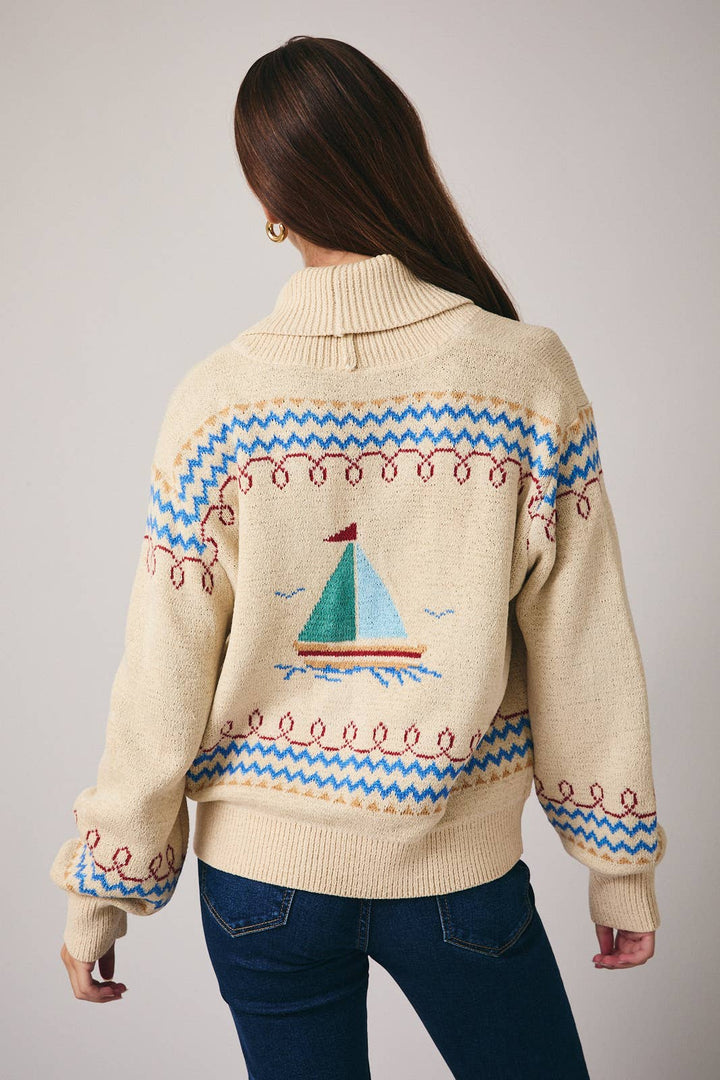 YACHT BUTTON UP OVERSIZE FIT SWEATER CARDIGAN