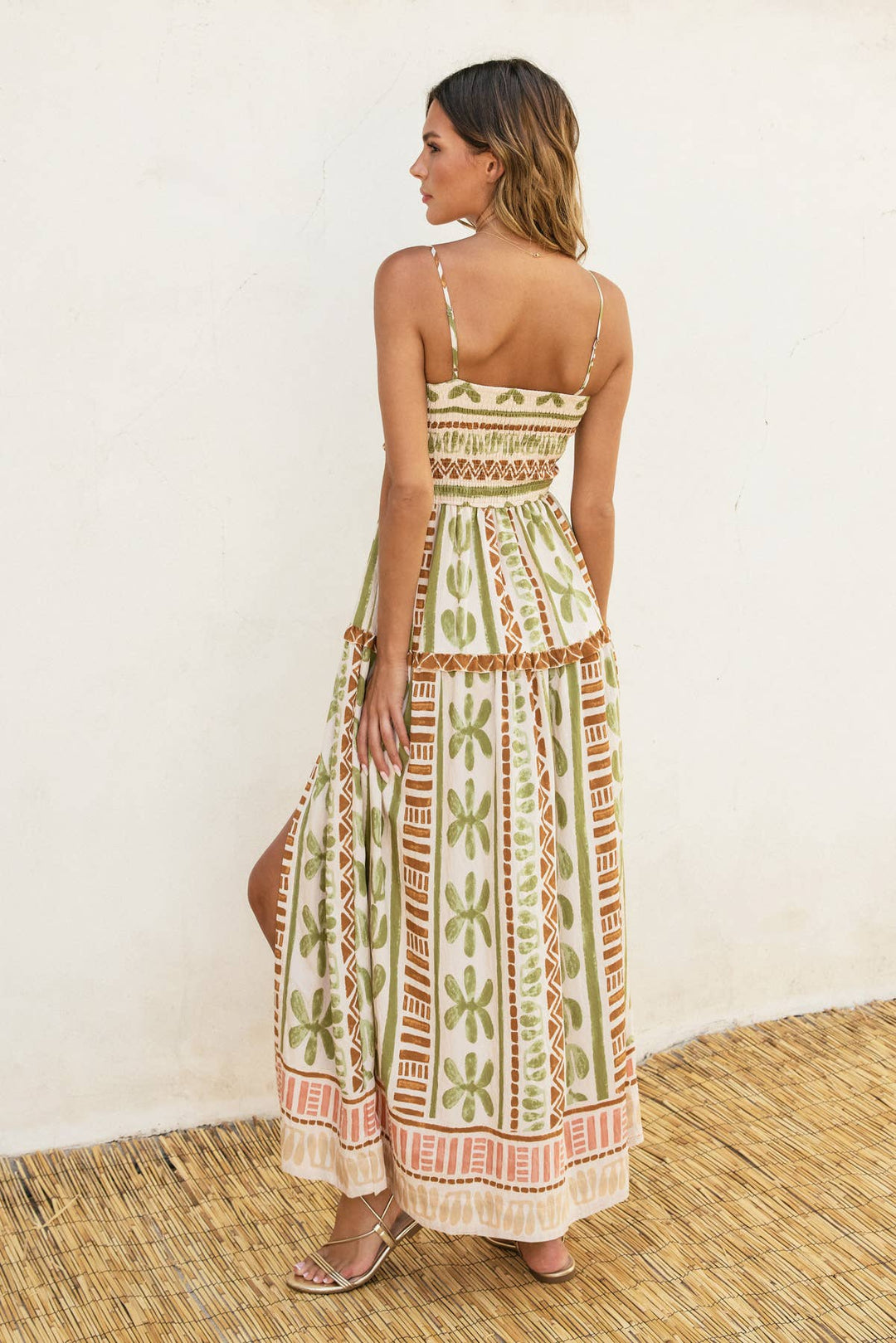 The Bahamas Cutout Smocked Maxi Dress