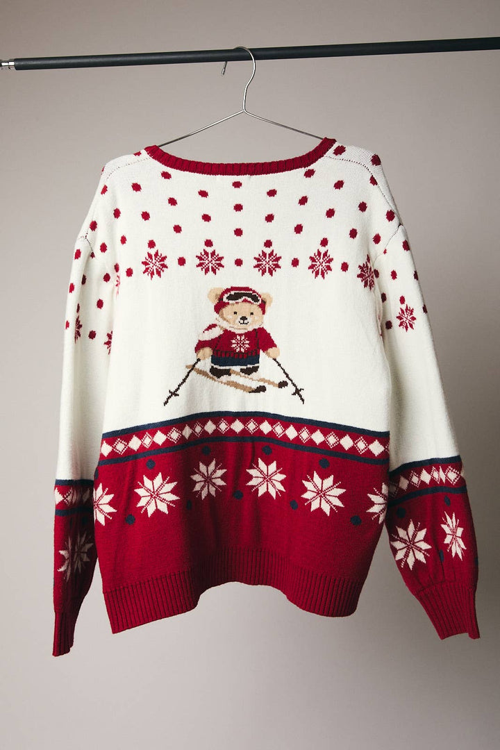 BUTTON UP "SKI BEAR" SWEATER CARDIGAN