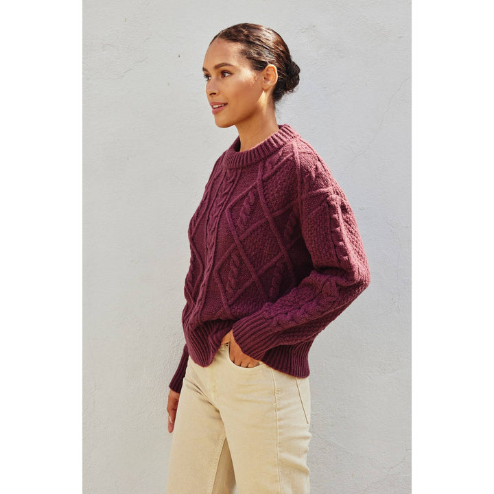 Chunky Cable Knit Sweater: MULBERRY