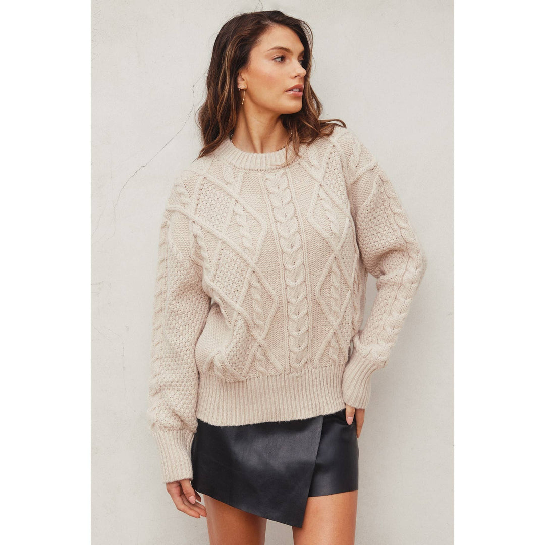 Chunky Cable Knit Sweater: MULBERRY