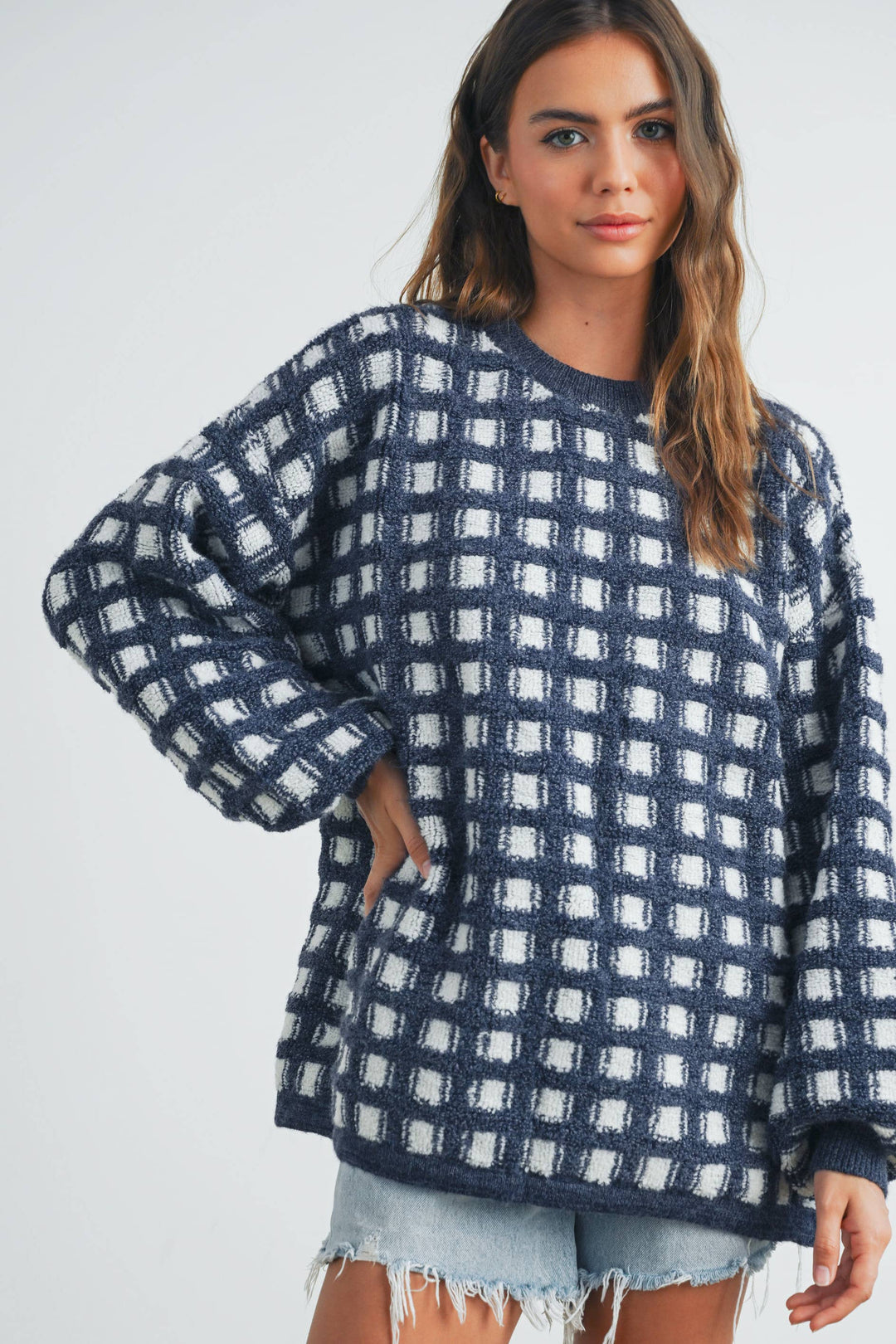 Fall Checkered Oversized Halloween Sweater