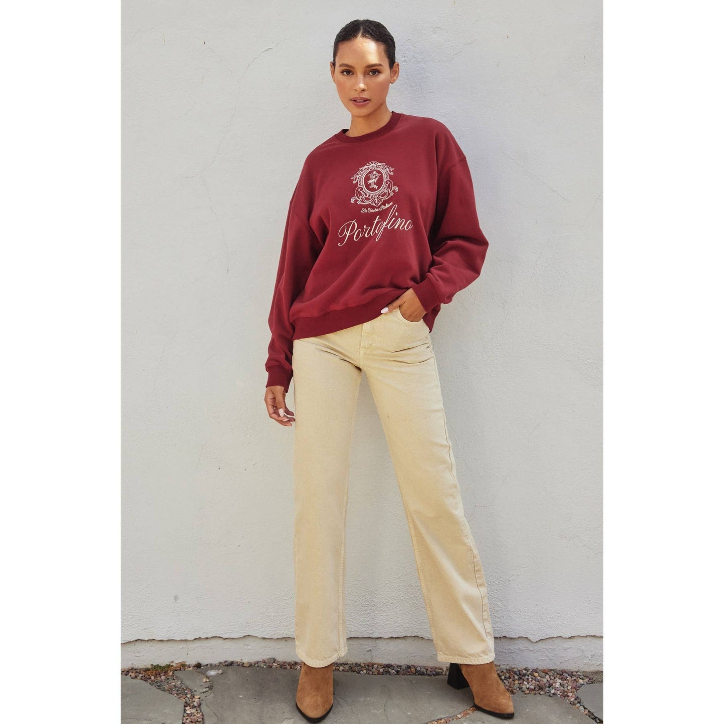 Portofino Italy Relaxed Sweatshirt: TOFFEE