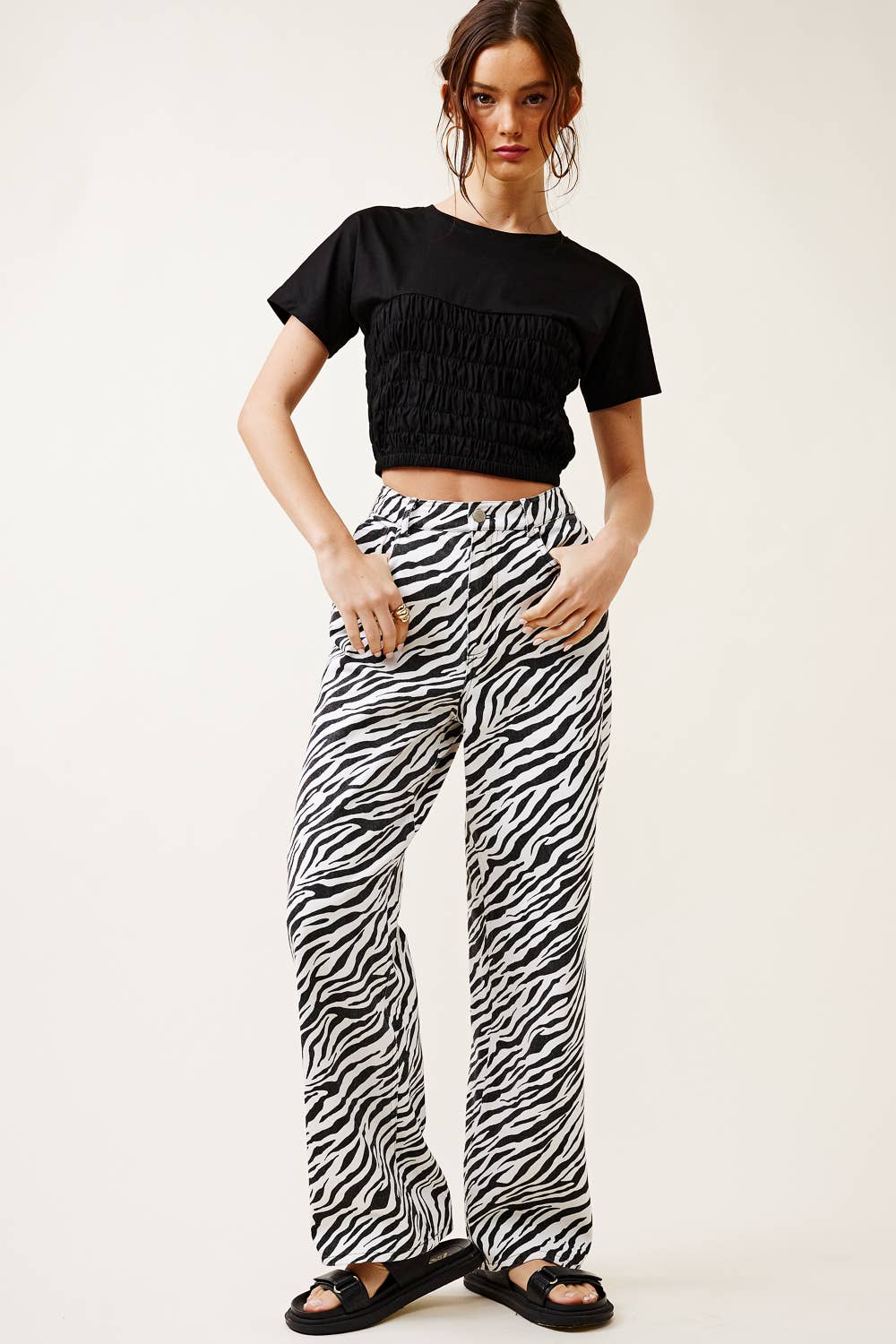 HIGH-RISE ZEBRA PRINT STRAIGHT