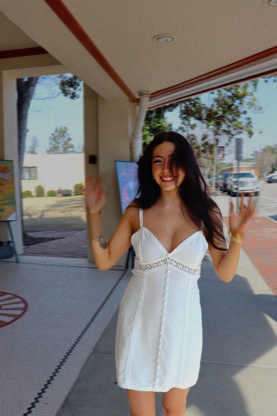 Creme Doilie Lace Button Dress