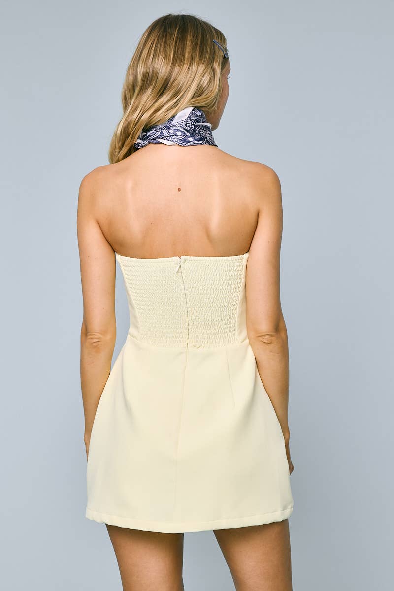 SOLID COLOR FRONT POCKET A-LINE TUBE MINI DRESS