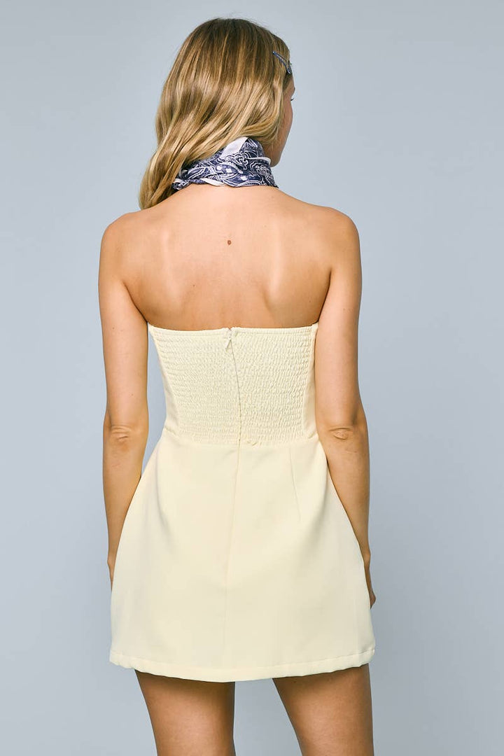 SOLID COLOR FRONT POCKET A-LINE TUBE MINI DRESS