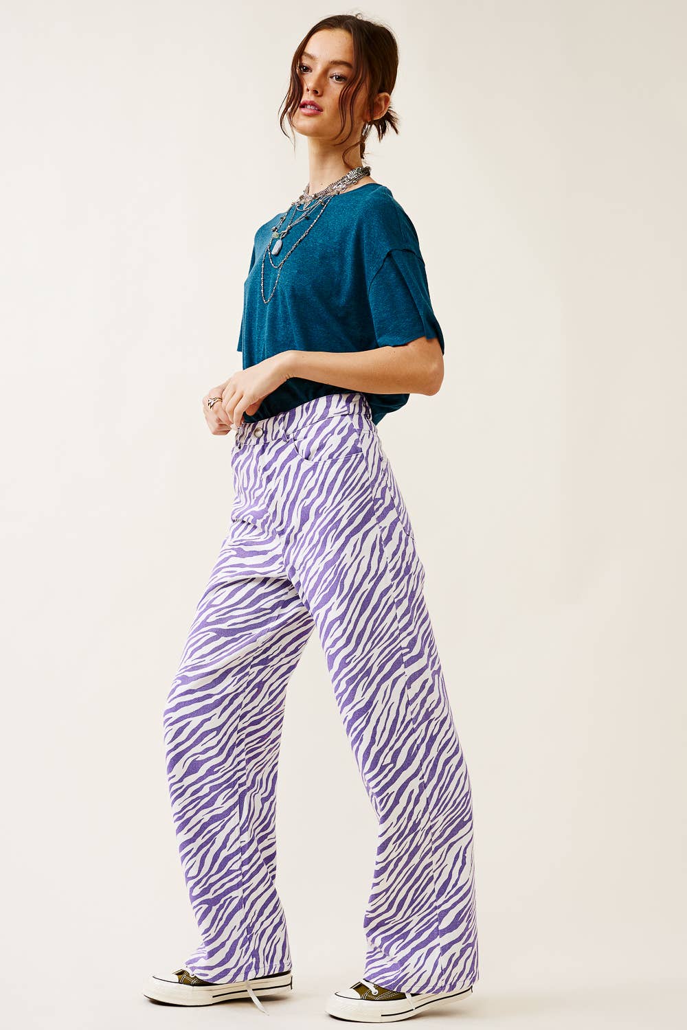 HIGH-RISE ZEBRA PRINT STRAIGHT