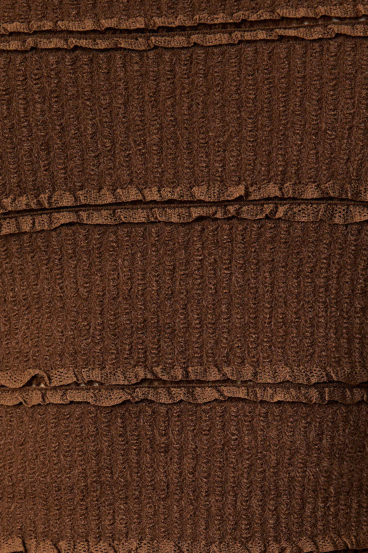 BOAT NECK LONG BELL SLV BRUSHED LACE TOP