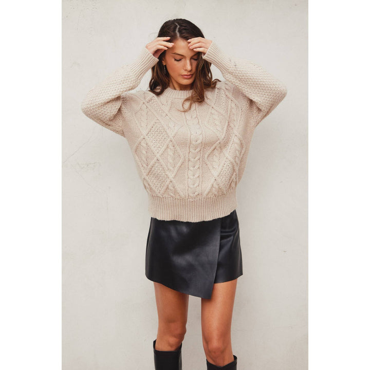 Chunky Cable Knit Sweater: MULBERRY