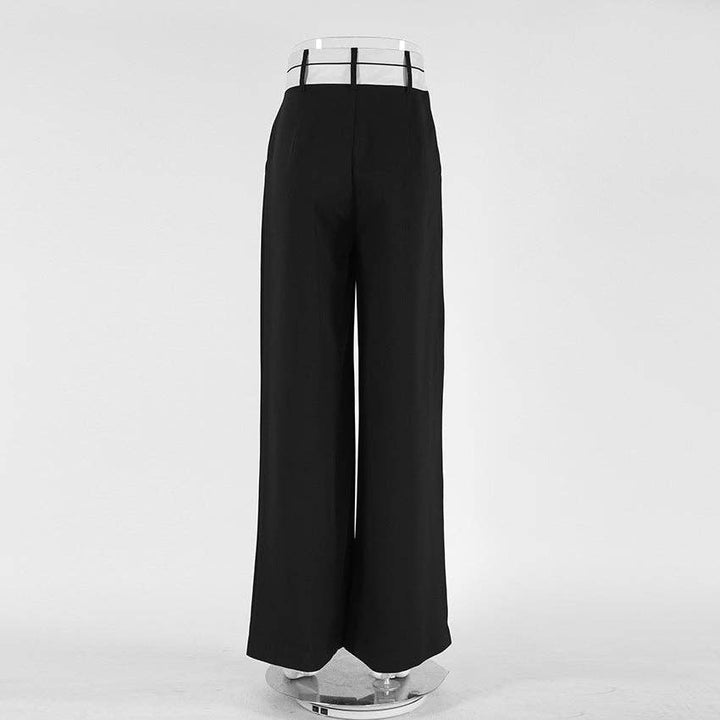 Black Split High Waist Wide Leg Loose Ladies Pant