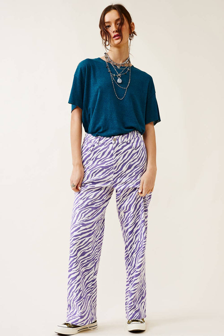 HIGH-RISE ZEBRA PRINT STRAIGHT