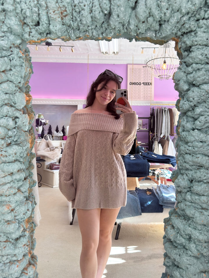 Off The Shoulder Cable Sweater Top/ Dress