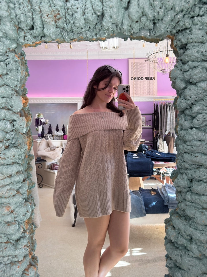 Off The Shoulder Cable Sweater Top/ Dress