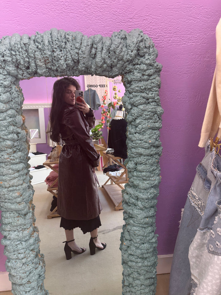 Faux Leather Trench Coat