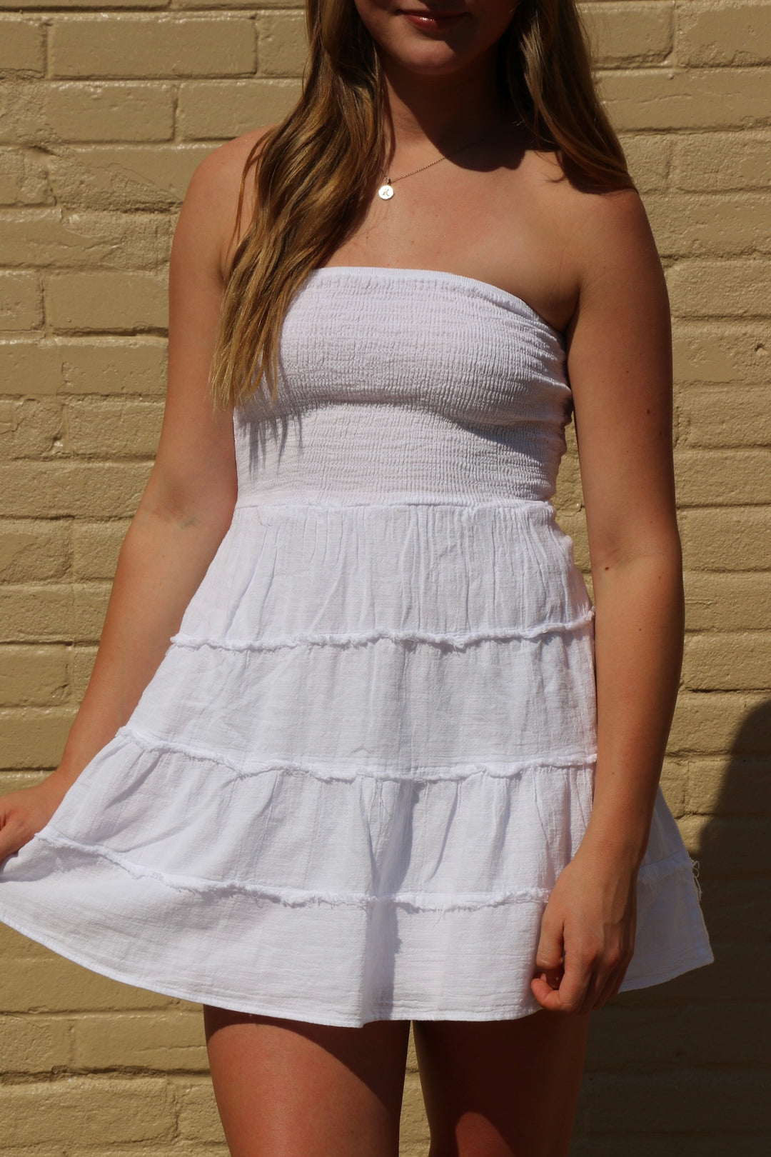White Women's Short Frayed Dress