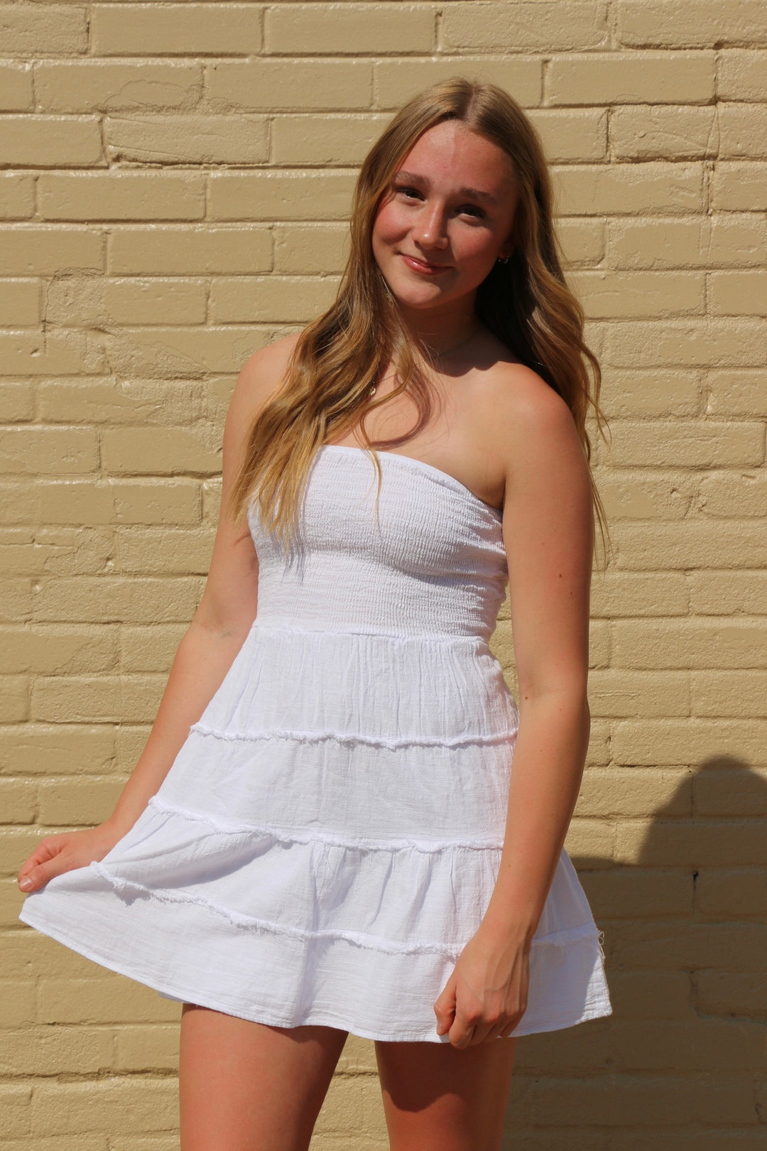 White Women's Short Frayed Dress