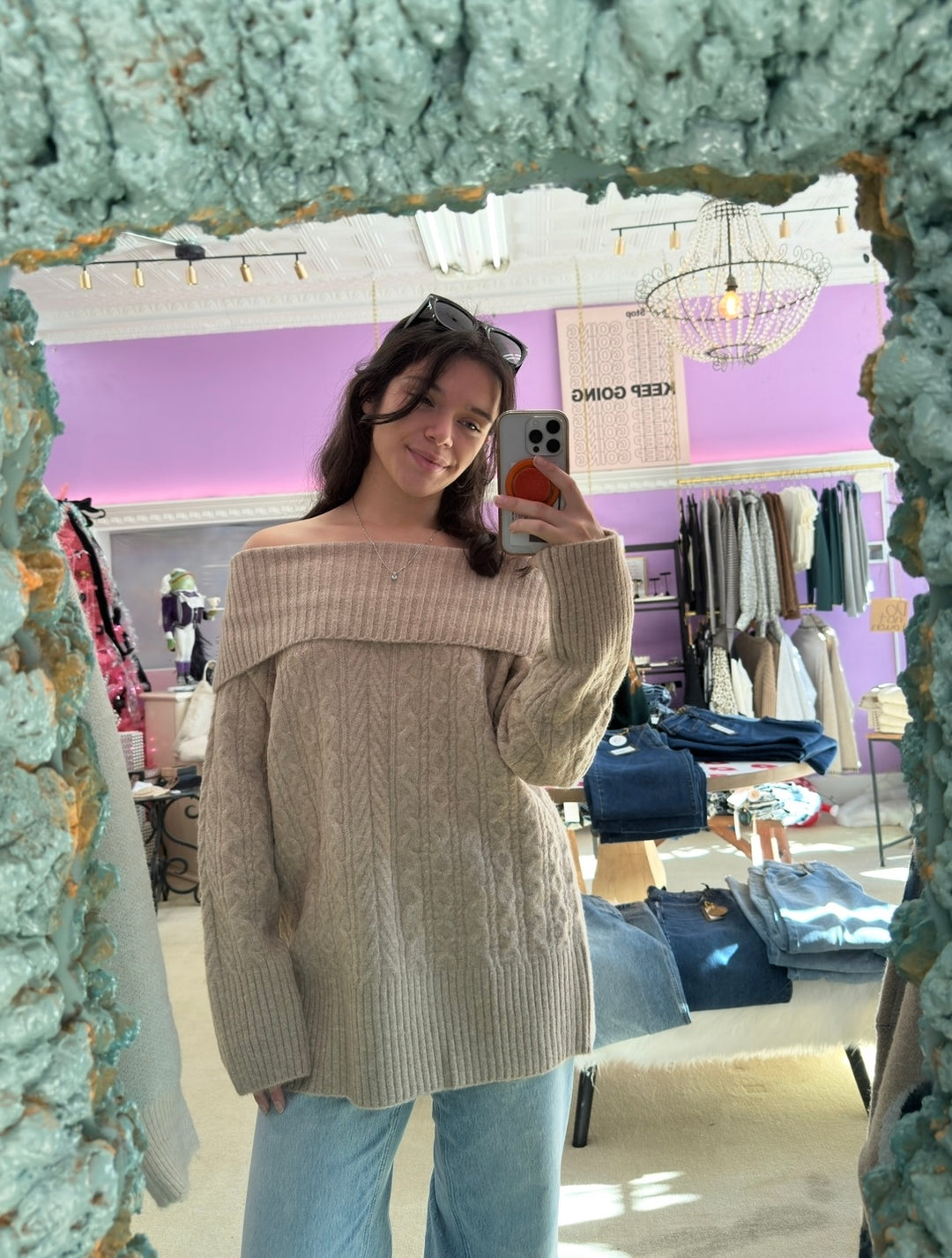 Off The Shoulder Cable Sweater Top/ Dress