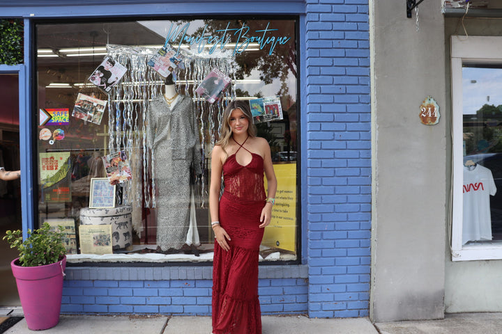 Wine Red Maxi Tiered Skirt